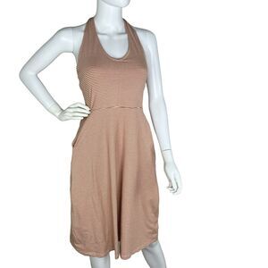 Pact Women's Halter Midi Dress - Tan and White